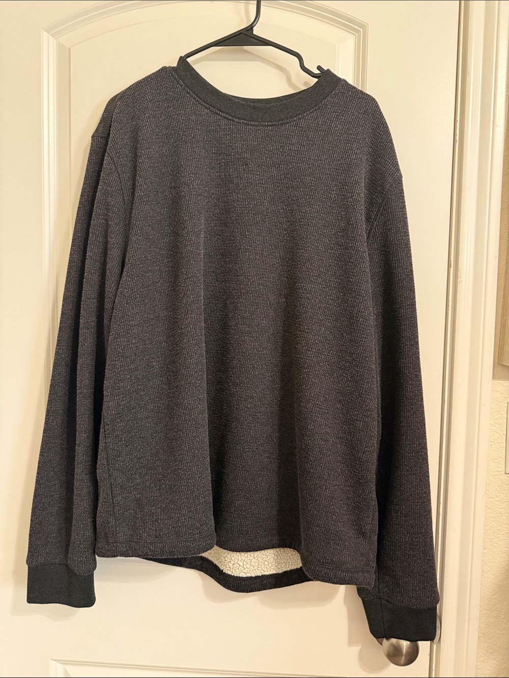Men's Charcoal Crewneck Fleece Lined Sweater